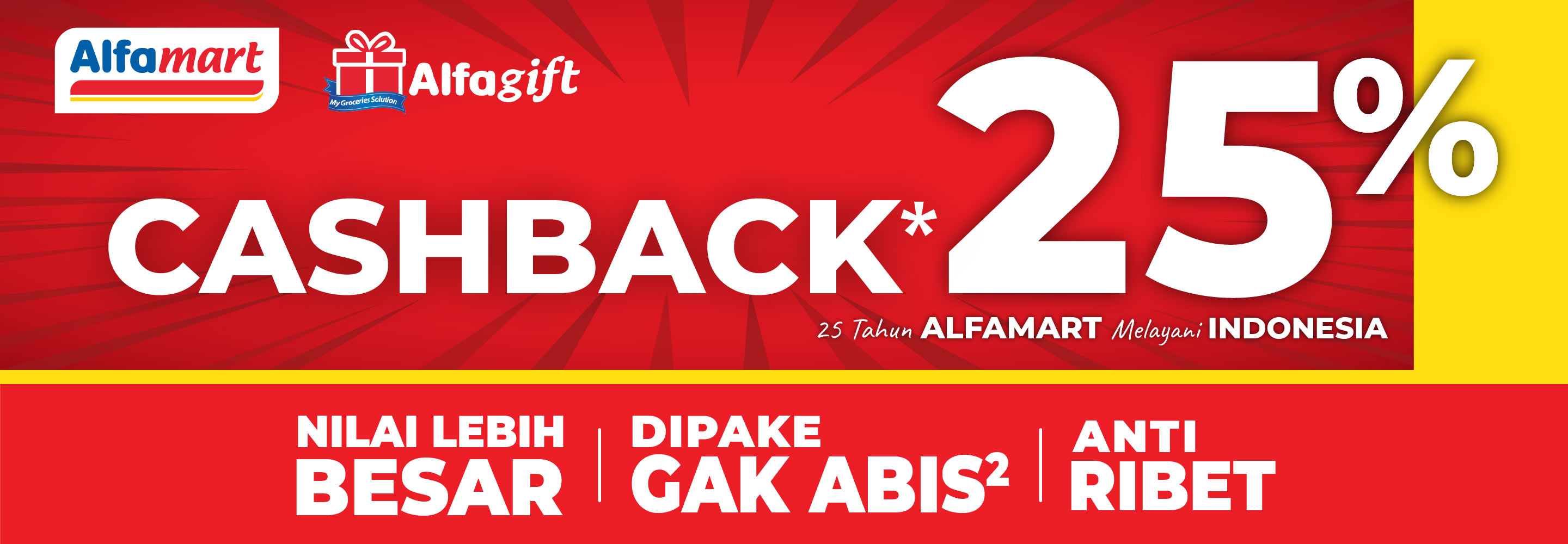 Banner promo CASBACK 25% Alfamart
