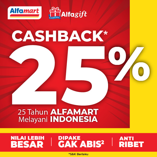 Banner CASBACK 25% Alfamart