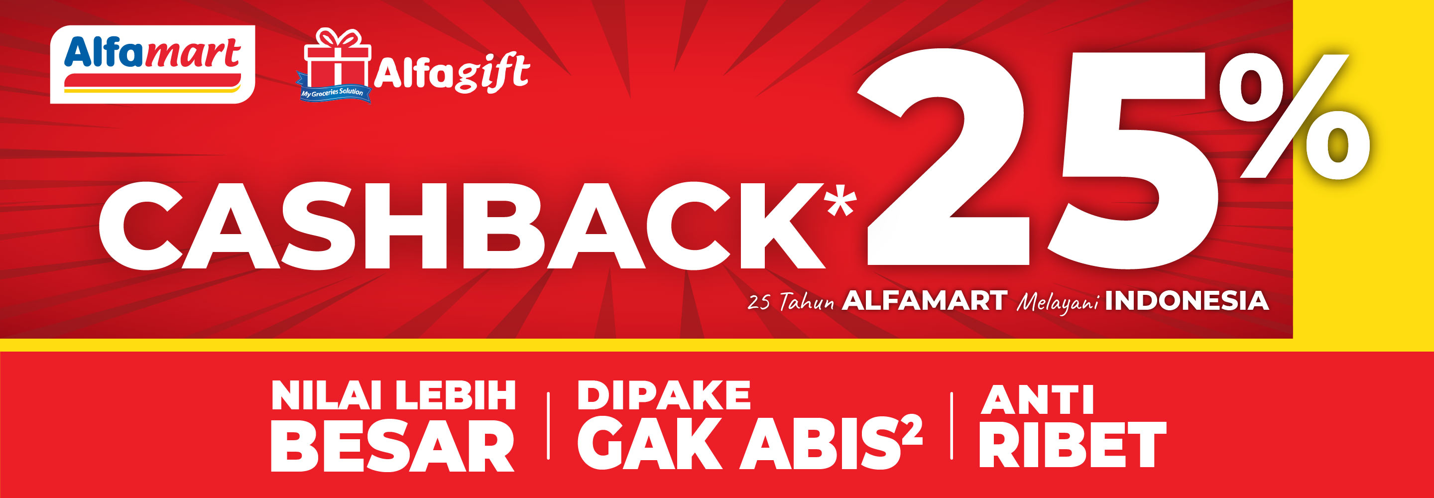 Banner promo CASHBACK 25% Alfamart