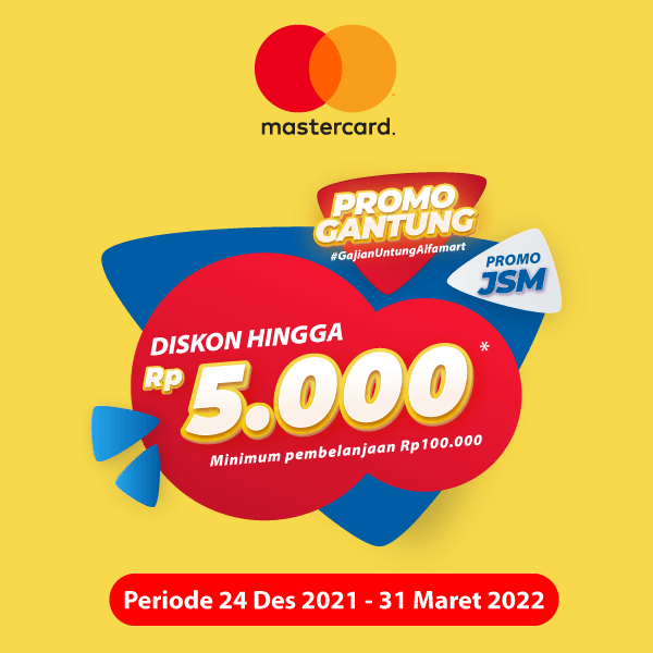 Banner DISKON HINGGA Rp 5.000! Gunakan Debit Mastercard mu Sekarang! Alfamart