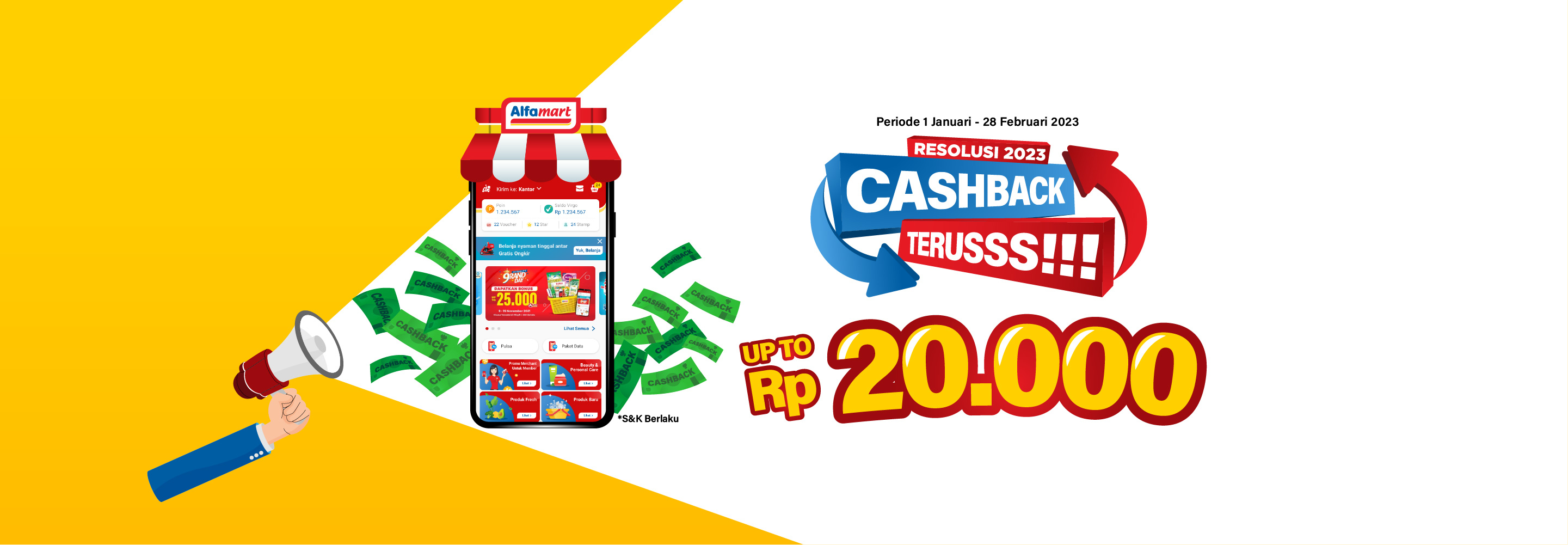 Banner promo Resolusi Belanja Cashback Terussss 2023 Alfamart