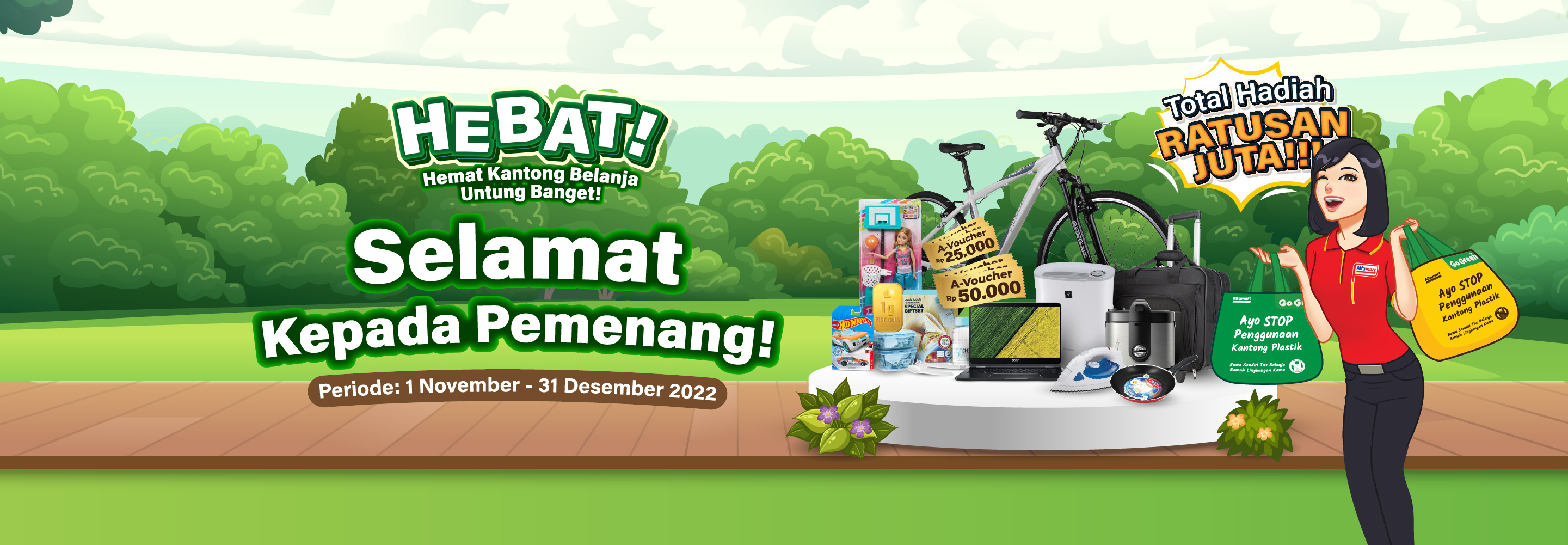 Banner Program Pemenang ~ HEBAT (Hemat Kantong Belanja Untung Banget) Alfamart