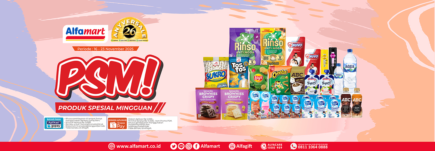 Banner promo PSM (Promo Spesial Mingguan) Alfamart
